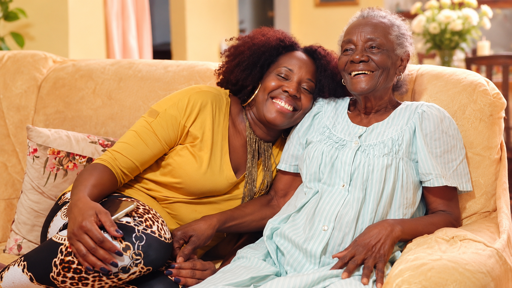 A joyful family moment at home